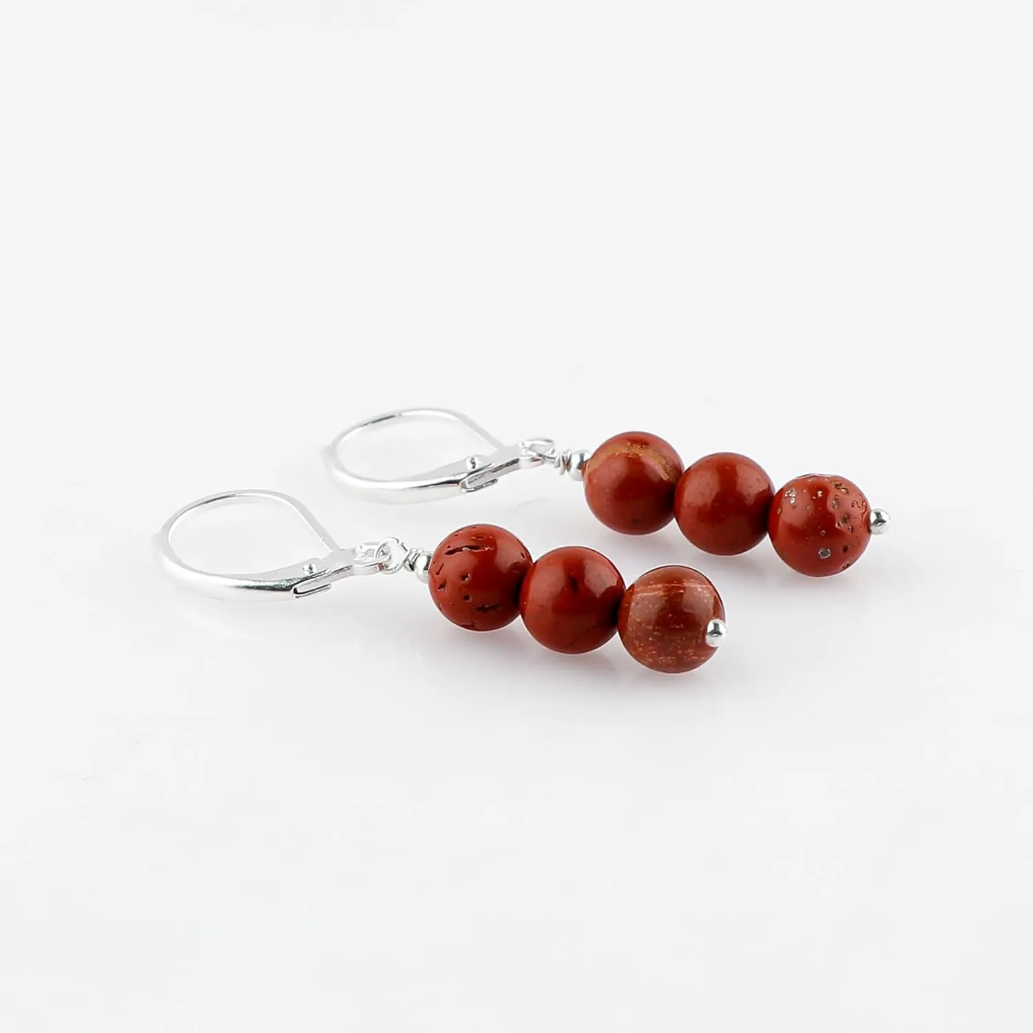 Thecraftman Natural Hoop Beads Earring, Gemstone Earrings, Genuine Gemstone, Birthstone, Gift for Her, Healing Stone (Red Jasper)