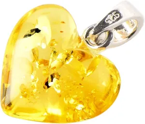TheNaturalAmber Amber Pendant  Baltic Amber Heart Pendant for Necklace, Polished Lemon Yellow Jewelry Small Handmade Charm for Women or Gift