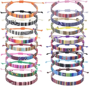 Thin Rope Unisex Anklet Bracelet Adjustable Boho Surfer Anklet Bracelet Handmade Beach Anklet Boho Colorful Ankle Bracelet Bohemia Anklet Chain Jewelry Festival Accessories 18 Pieces (Wide