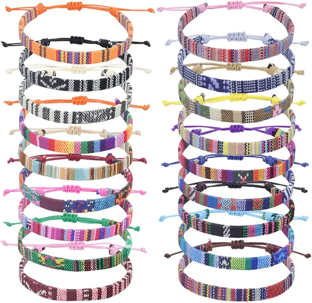 Thin Rope Unisex Anklet Bracelet Adjustable Boho Surfer Anklet Bracelet Handmade Beach Anklet Boho Colorful Ankle Bracelet Bohemia Anklet Chain Jewelry Festival Accessories 18 Pieces (Wide