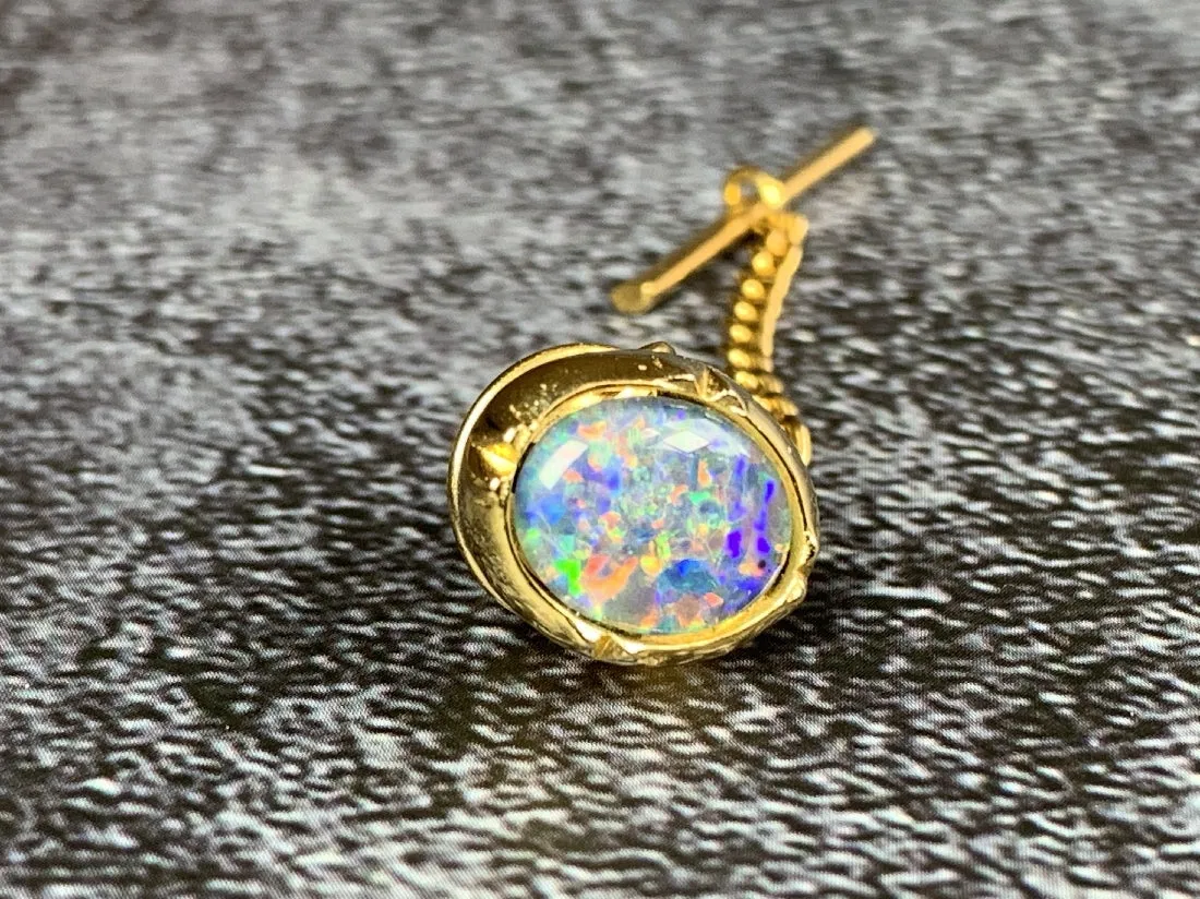 Tie tac gold plated with Opal triplet 10x8mm