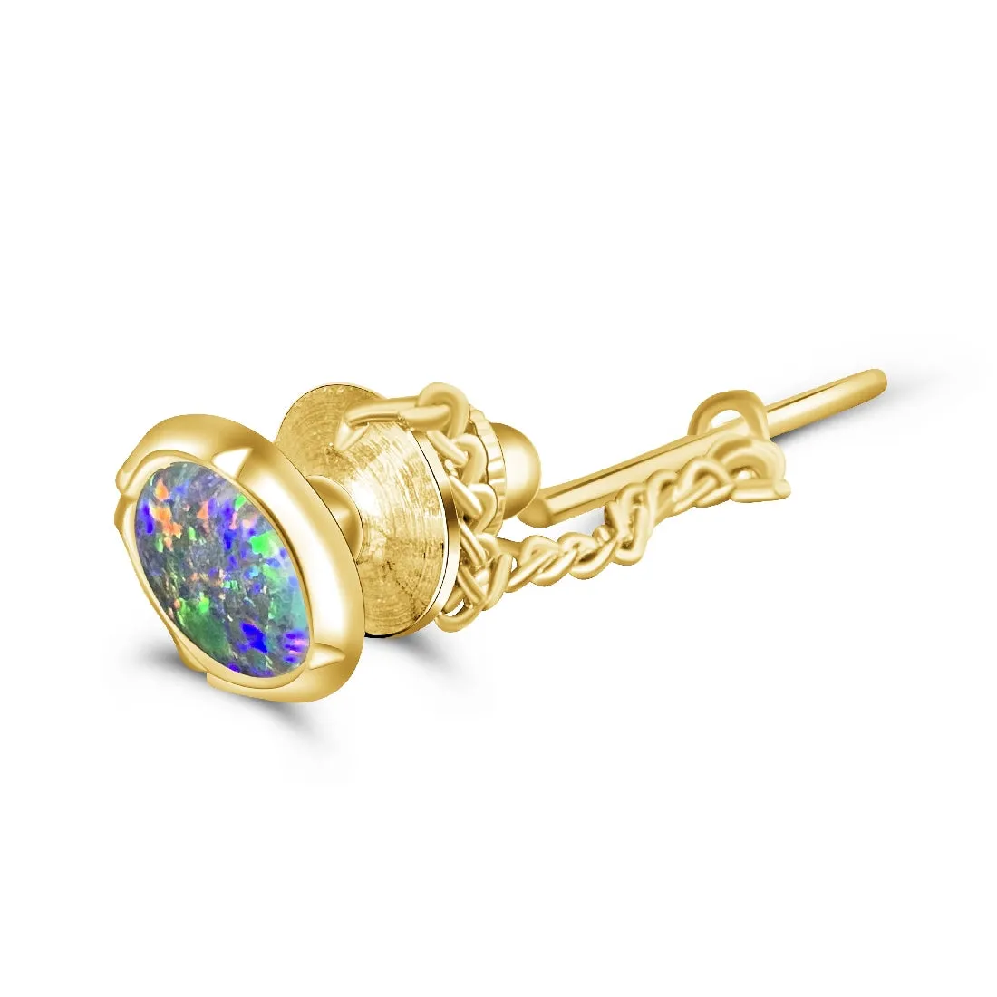 Tie tac gold plated with Opal triplet 10x8mm