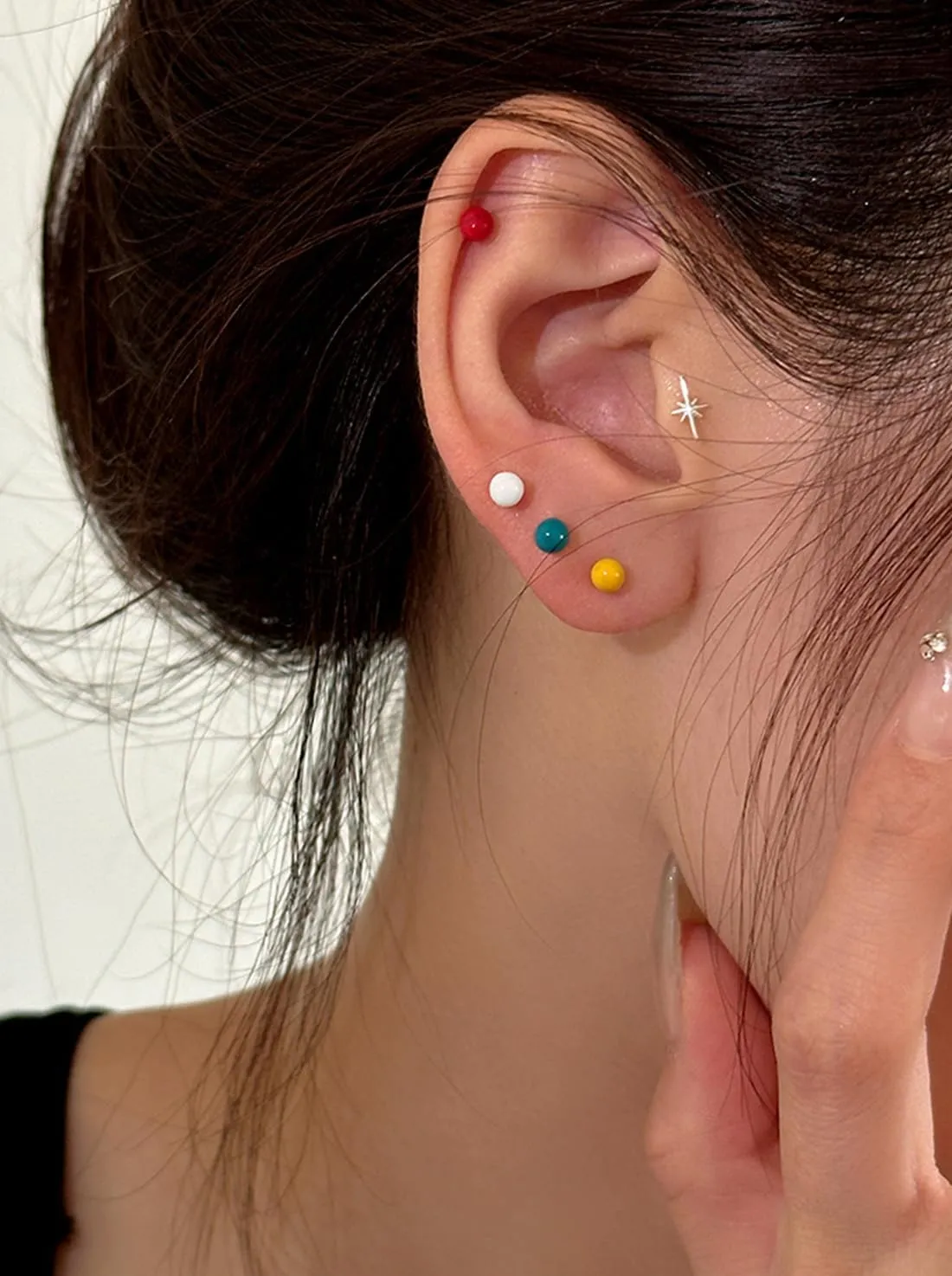 Tiny Round Ball Cartilage Stud Earrings for Women Hypoallergenic 925 Sterling Silver Enamel Bead Ball Tragus Tiny Small Studs Earring Cute Birthday Jewelry Gifts for Everyday