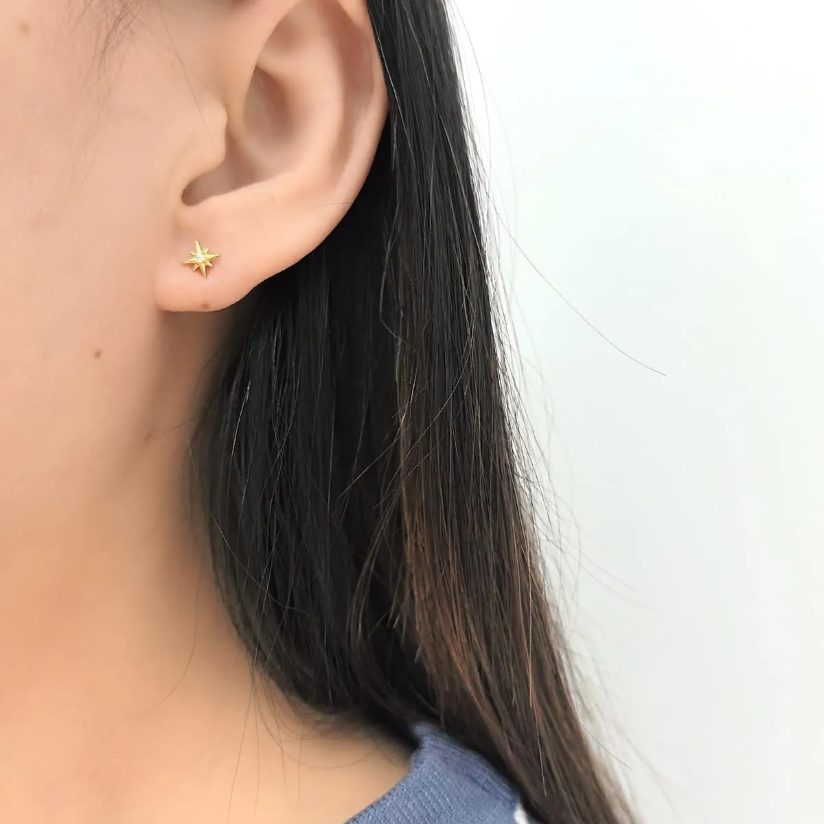 Tiny Star CZ Stud Earrings for Women 925 Sterling Silver Cute Crystal Screw Ball Back Cartilage Tragus Sleeper Mini Studs Earring Dainty Jewelry Gifts Hypoallergenic for Sensitive Ears 20G