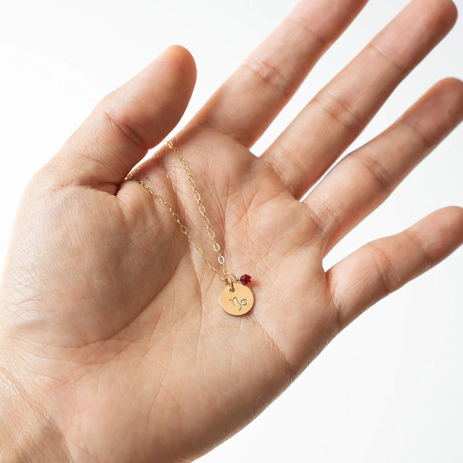 Tiny Zodiac Pendant Necklace, 14K Gold Filled Constellation Pendant with Birthstone Necklace, Personalized Birthday Gift for Women