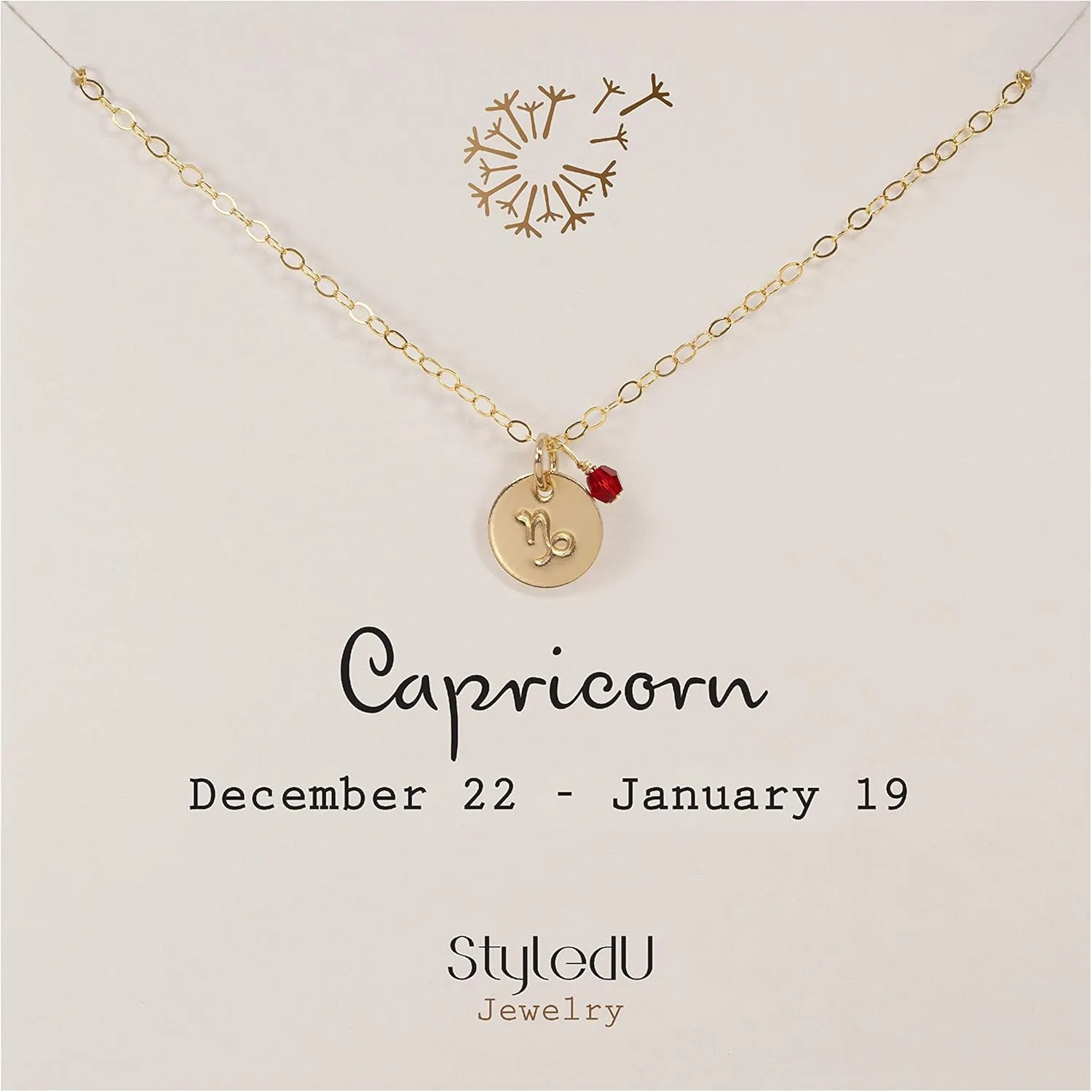 Tiny Zodiac Pendant Necklace, 14K Gold Filled Constellation Pendant with Birthstone Necklace, Personalized Birthday Gift for Women