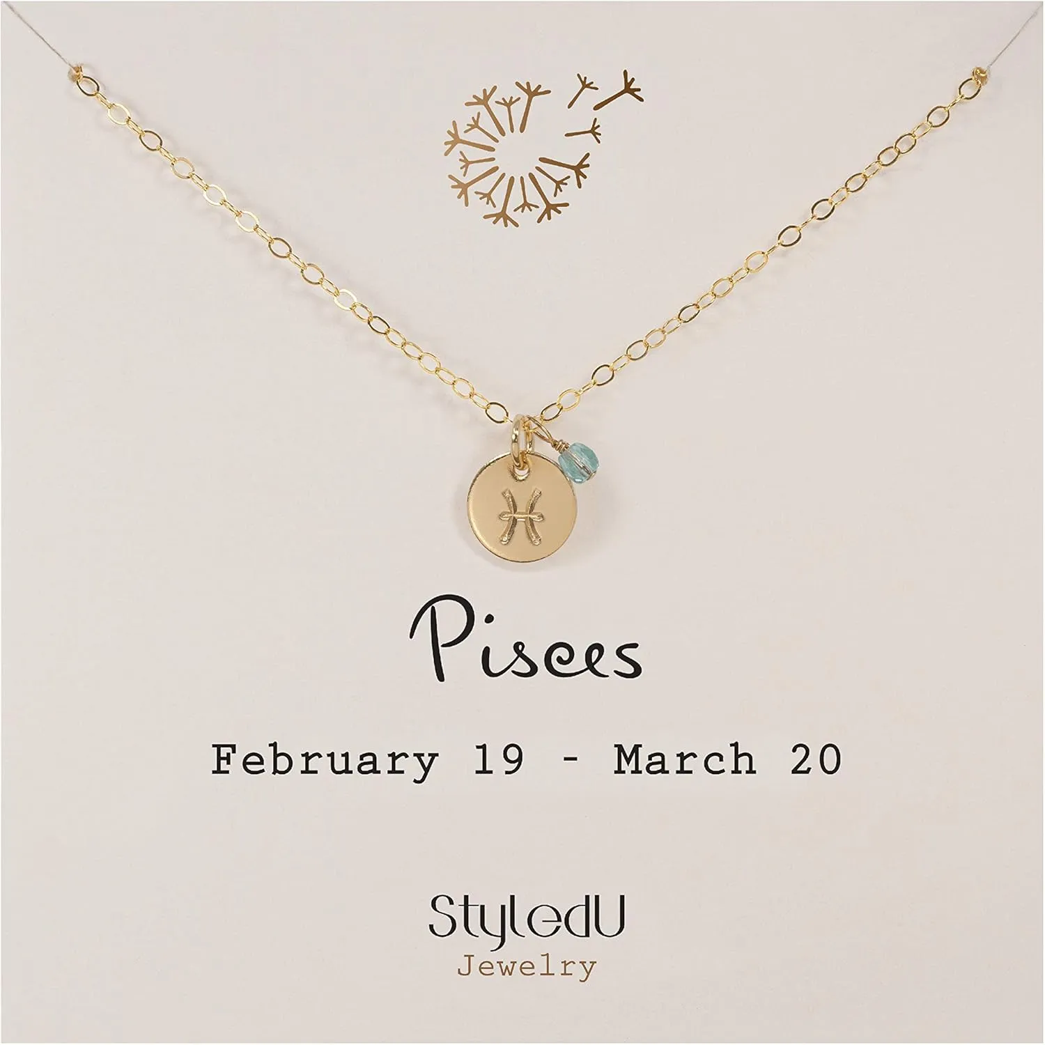 Tiny Zodiac Pendant Necklace, 14K Gold Filled Constellation Pendant with Birthstone Necklace, Personalized Birthday Gift for Women