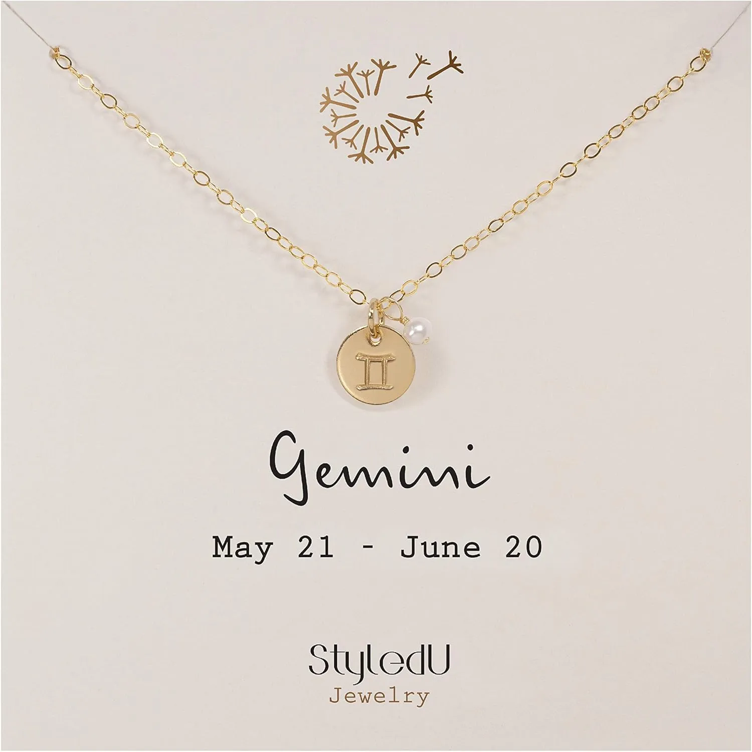 Tiny Zodiac Pendant Necklace, 14K Gold Filled Constellation Pendant with Birthstone Necklace, Personalized Birthday Gift for Women