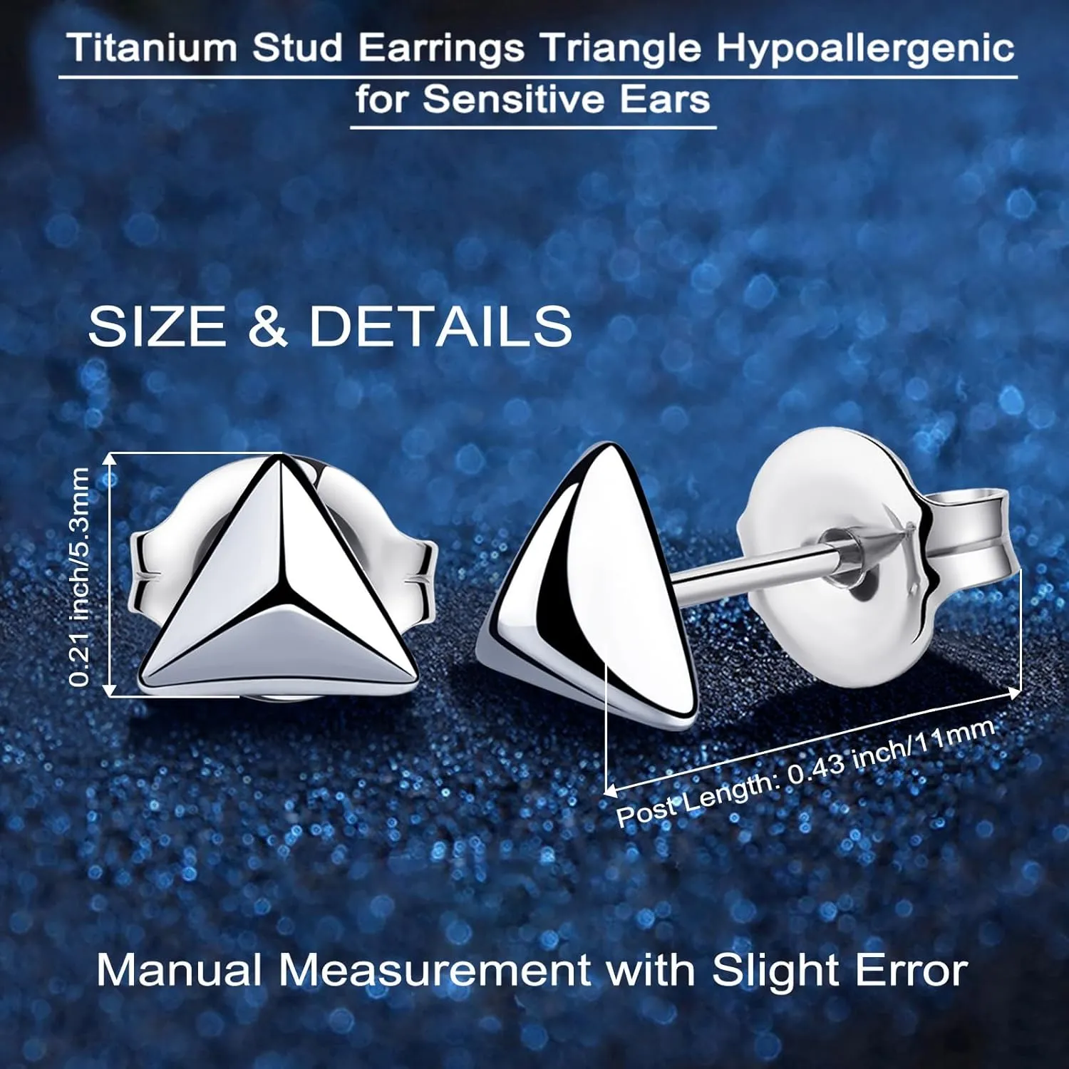 Titanium Earrings Tiny Dot/Heart/Triangle Stud Earrings, Hypoallergenic for Sensitive Ears Women Men, Premium High Polished (Shiny Grey)