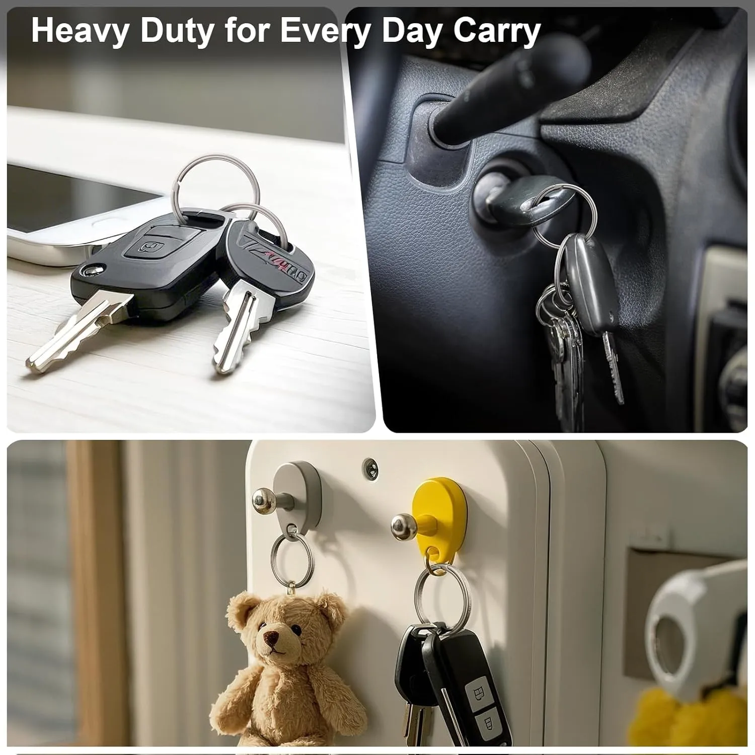 Titanium Key Rings Heavy Duty Side Pushing Split Keyrings for Key Carabiner Quick Release Keychain Rings