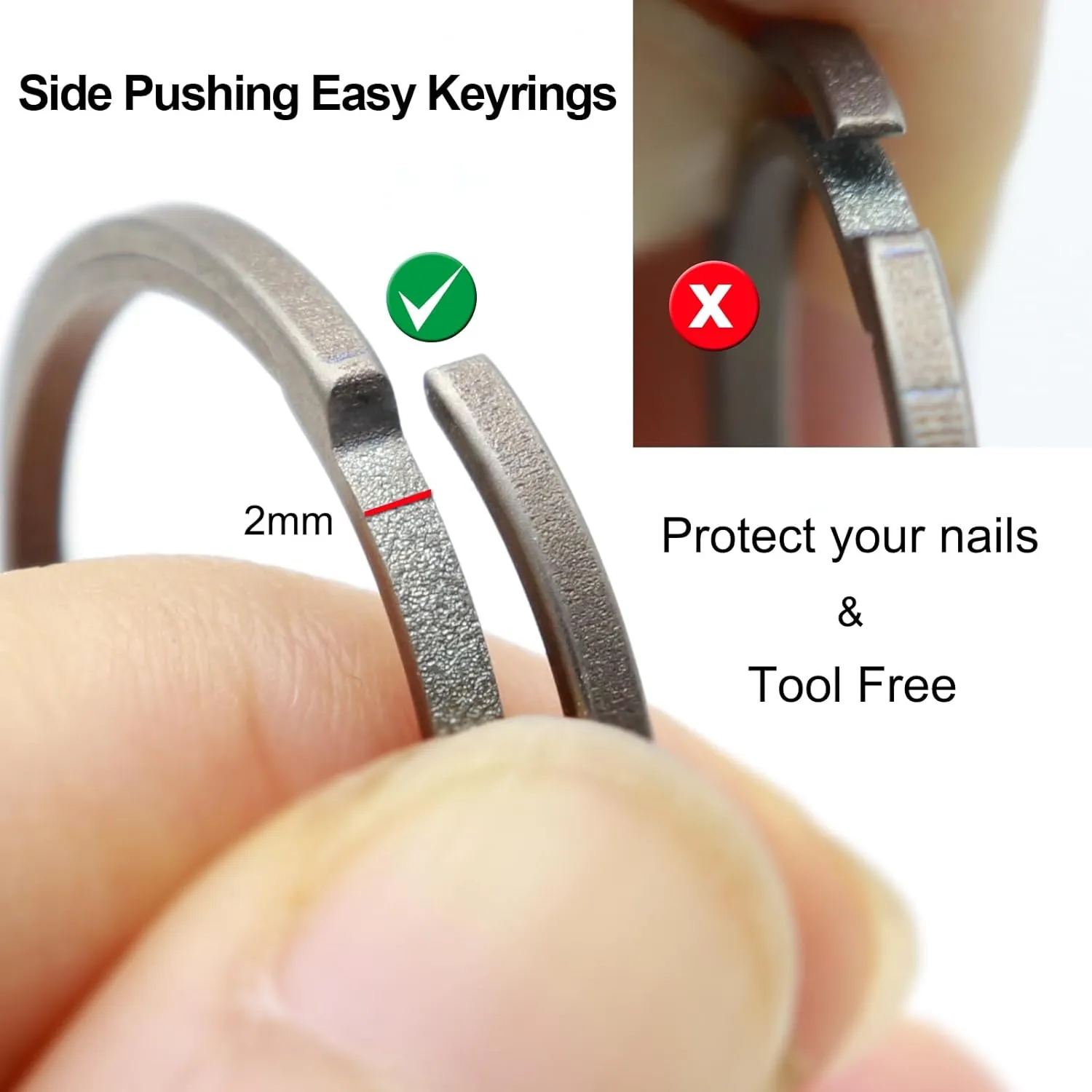 Titanium Key Rings Heavy Duty Side Pushing Split Keyrings for Key Carabiner Quick Release Keychain Rings