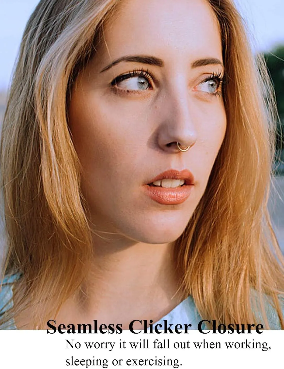 Titanium Nose Rings 20G 18G 16G Nose Rings Hoops Septum Clicker Hinged Segment Ring Cartilage Helix Tragus Conch Daith Rook Hoop Earring, Diameter 5mm to 12mm Silver-Gold-Rose Gold-Black Hoop Ring