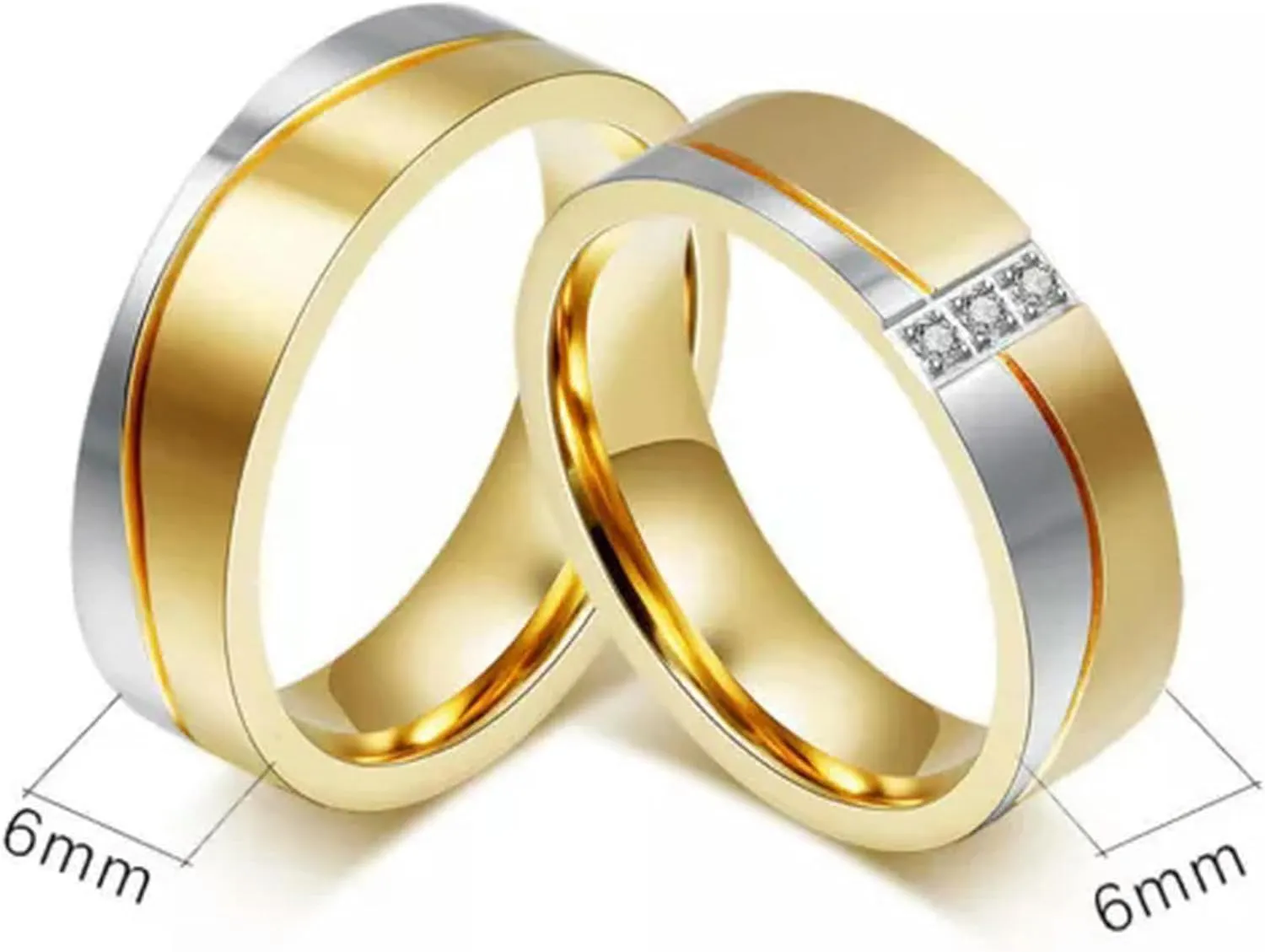 Titanium Steel Gold Plated Couple Rings Men/Women's Wedding Promise Band Sz 5-12