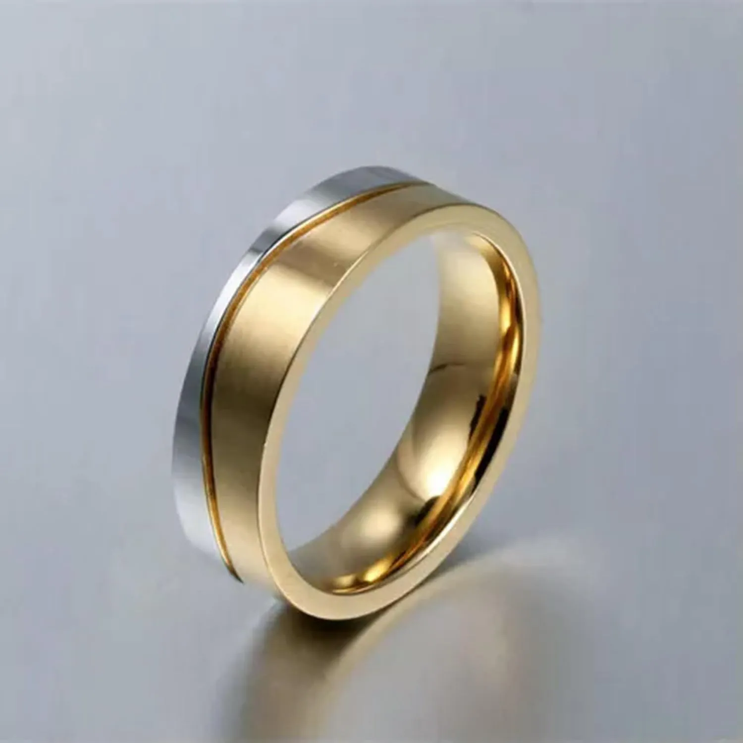 Titanium Steel Gold Plated Couple Rings Men/Women's Wedding Promise Band Sz 5-12