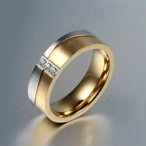 Titanium Steel Gold Plated Couple Rings Men/Women's Wedding Promise Band Sz 5-12
