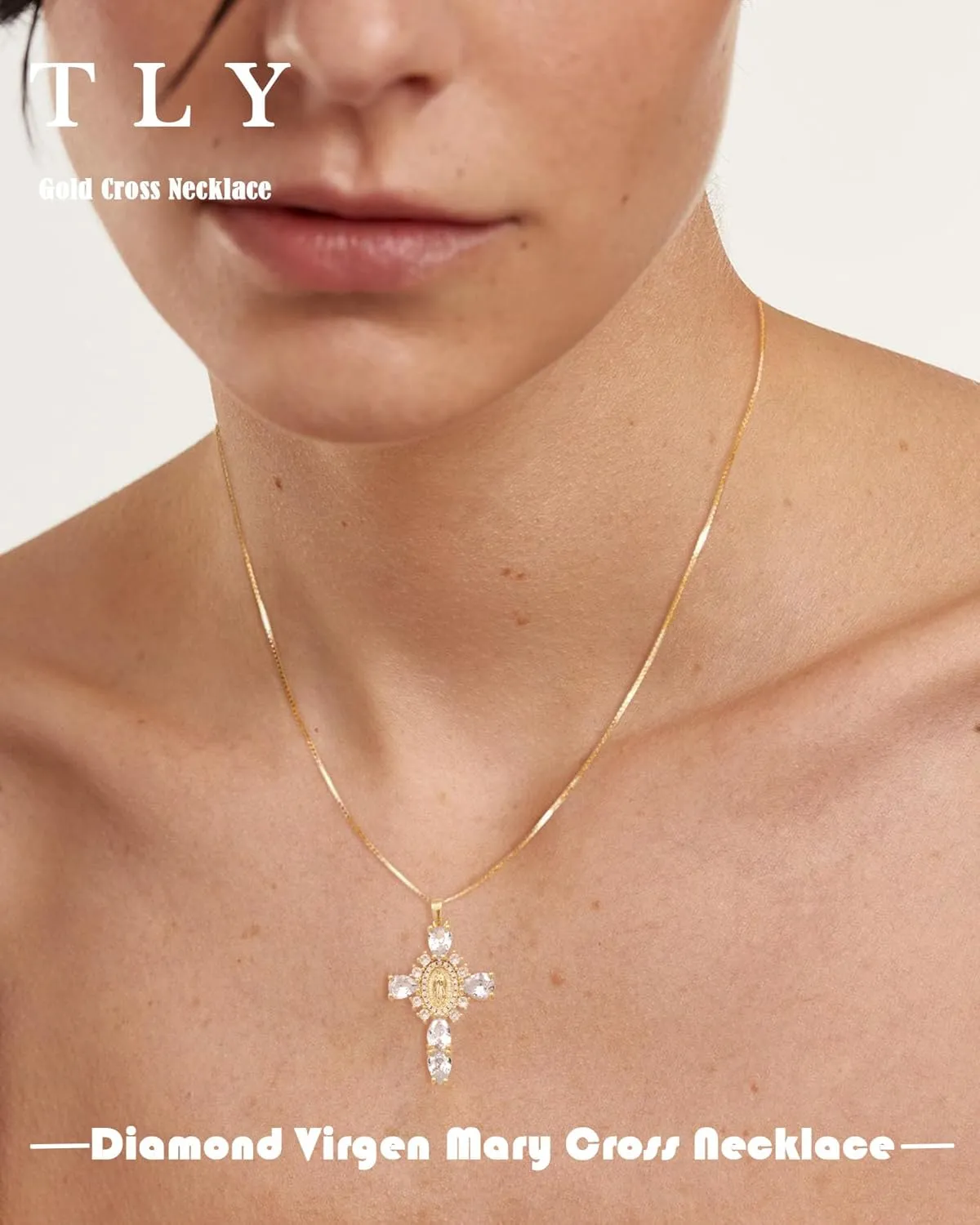 TLY Gold Necklace for Women 14k Gold Plated Non Tarnish Dainty Gemstone Crystal Oval Pendant Necklace Rose Quartz Druzy Stone Choker Necklace Birthday Wedding Everday Jewelry Gifts for Mom