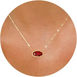 TLY Gold Necklace for Women Non Tarnish 14k Gold Plated Dainty Preppy Pendant Necklace Oval Gemstone Crystal Druzy Stone Rose Quartz Choker Necklace Birthday Wedding Everday Birthstone Jewelry Gifts for Mom