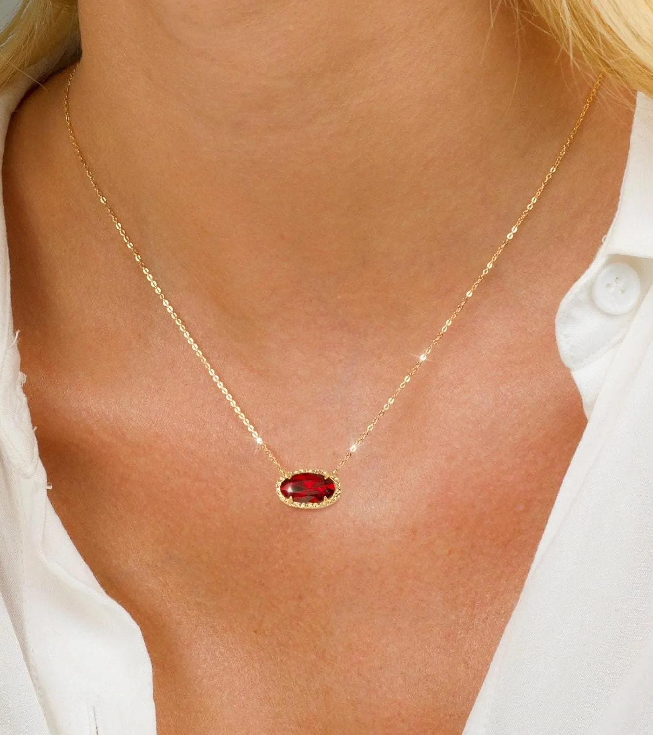 TLY Gold Necklace for Women Non Tarnish 14k Gold Plated Dainty Preppy Pendant Necklace Oval Gemstone Crystal Druzy Stone Rose Quartz Choker Necklace Birthday Wedding Everday Birthstone Jewelry Gifts for Mom