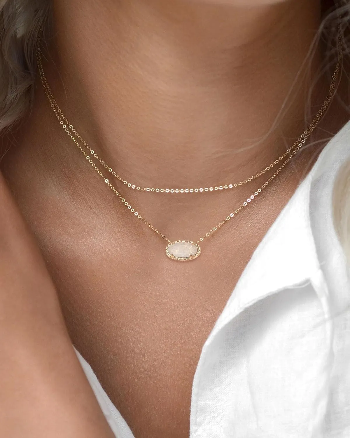 TLY Gold Necklace for Women Non Tarnish 14k Gold Plated Dainty Preppy Pendant Necklace Oval Gemstone Crystal Druzy Stone Rose Quartz Choker Necklace Birthday Wedding Everday Birthstone Jewelry Gifts for Mom