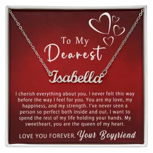 To My Girlfriend Unique Custom Name Necklace Gift For Her With Personalized Romantic Message Card Necklace #e216 (Two Tone Box)