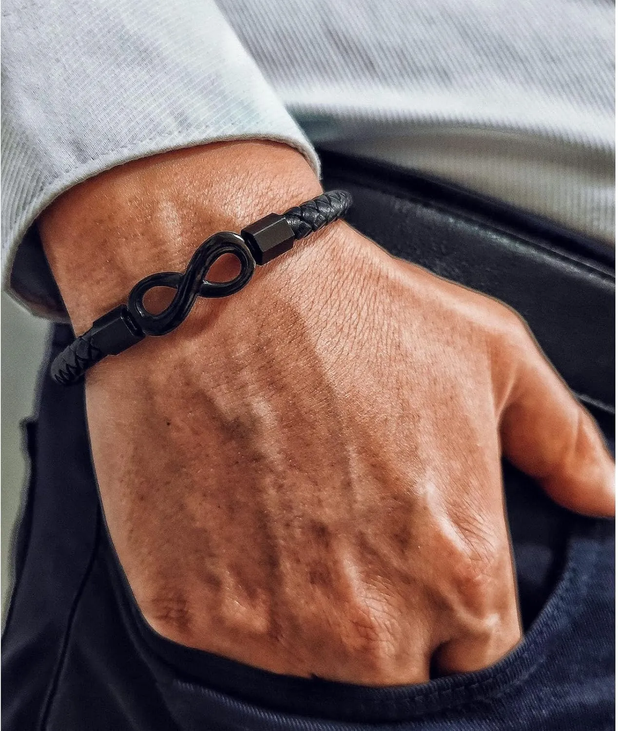 To My Man, Infinity Leather Bracelet Husband Gifts from WifeI Love You Forever and Always Bracelets Boyfriend Anniversary Birthday Christmas Fathers Gifts for Men Son Grandson