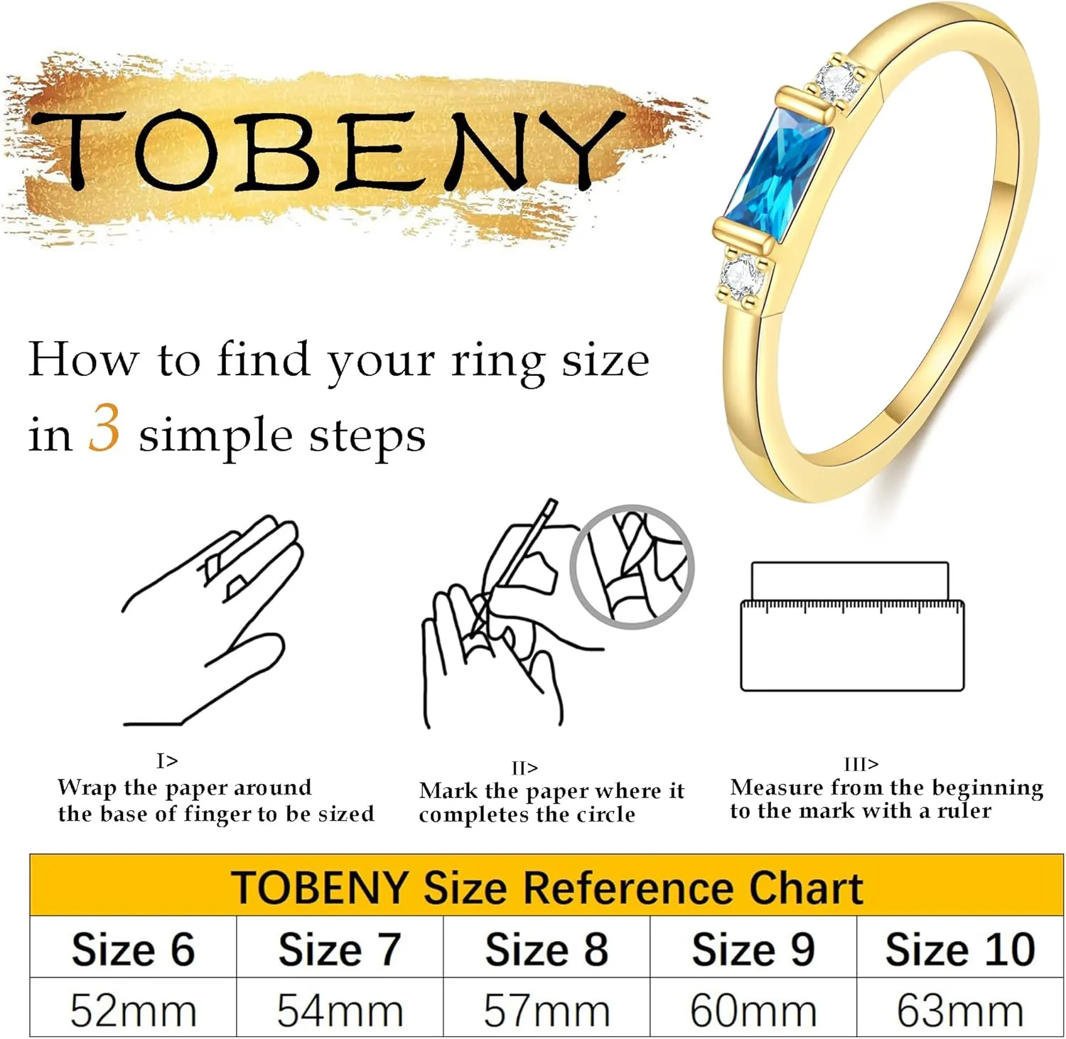 TOBENY Gold Birthstone Rings for Women 14K Gold Plated Non Tarnish Stackable Rings Dainty Emerald Green Gemstone Cubic Zirconia Engagement Wedding Ring for Birthday Jewelry Gifts Size 6-10