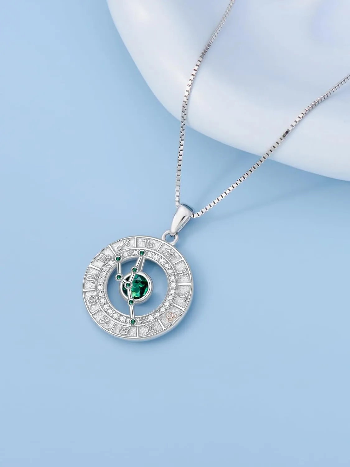TOUPOP Zodiac Constellation Necklace for Women 925 Sterling Silver Birthstone Pendant Necklaces Zodiac Sign Jewelry Birthday Christmas Gifts for Women Her