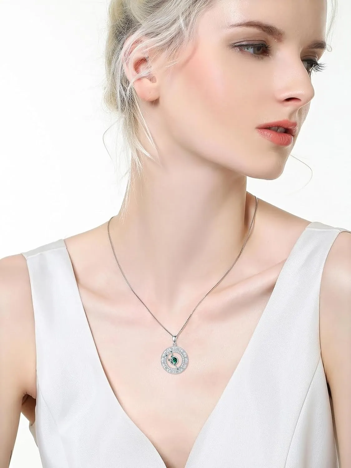 TOUPOP Zodiac Constellation Necklace for Women 925 Sterling Silver Birthstone Pendant Necklaces Zodiac Sign Jewelry Birthday Christmas Gifts for Women Her