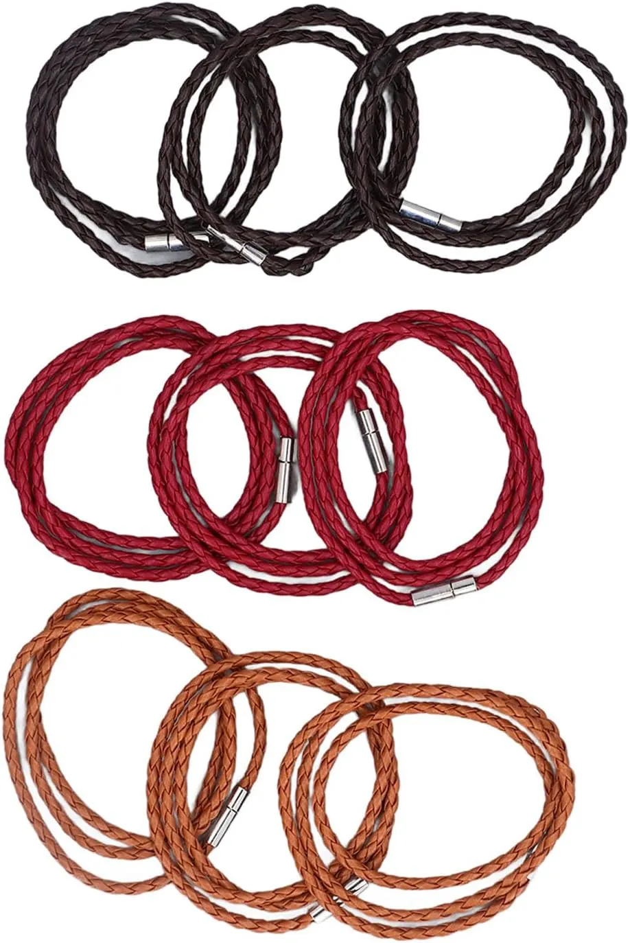 Trendy Lightweight PU Leather Bracelet Set of 9 Colorful Cuff Woven Wrap Bracelets for Women and Men Sports