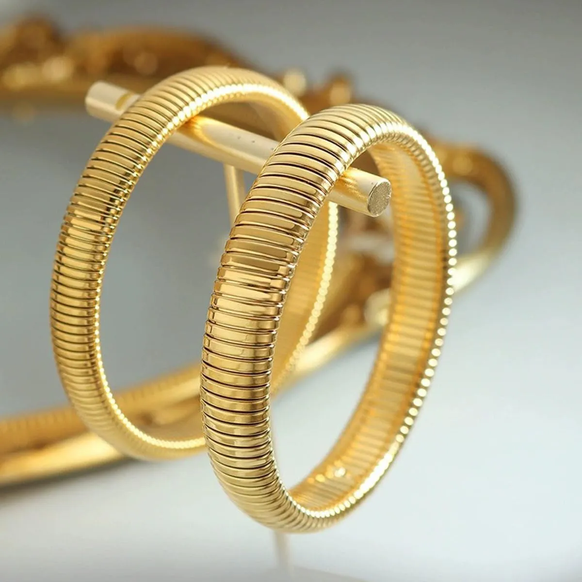 Trendy Wide Chunky Cuff Bangles Bracelet Chunky Gold Bangle Bracelets Gold Stackable Bracelets Jewelry for Women