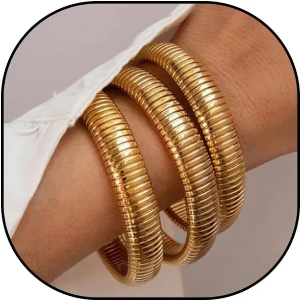 Trendy Wide Chunky Cuff Bangles Bracelet Chunky Gold Bangle Bracelets Gold Stackable Bracelets Jewelry for Women