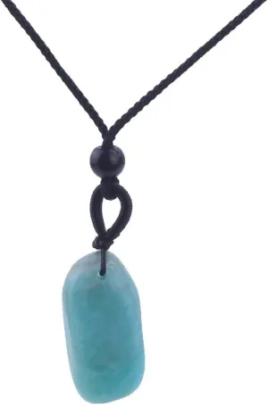 Tumbled Rhodochrosite/Amazonite Pendant Necklace for Women Men, with Adjustable Cord, Dainty Small Raw Stone Healing Crystal Jewelry Gift for Her & Him