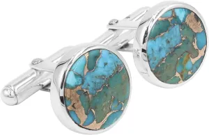 Turquoise Cufflinks Jewelry for Men 925 Sterling Silver, Cuff Links for Wedding Party Unique Gift, Gemstone Cufflinks