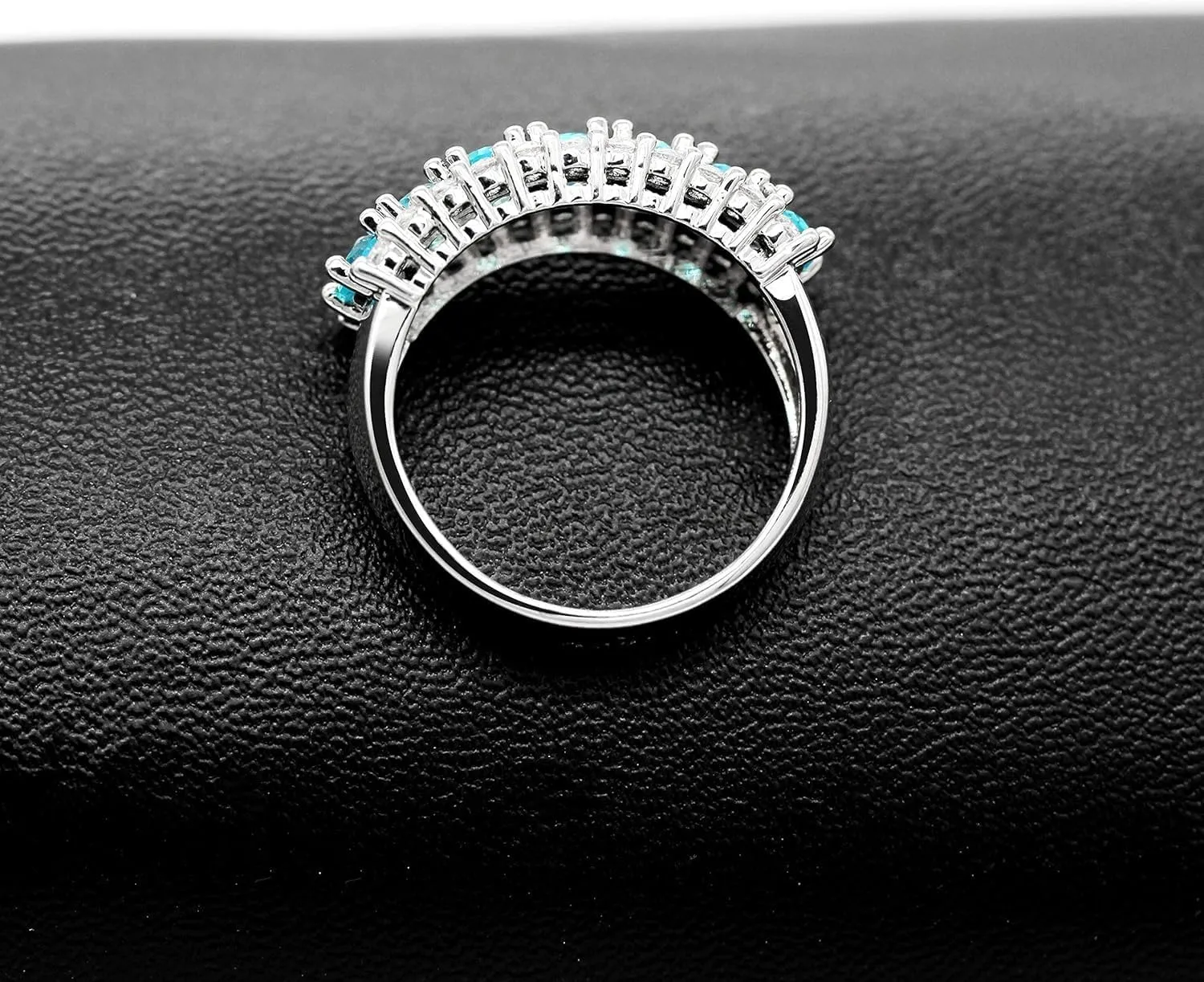Uloveido Beautiful Women's 7 Stones Wedding Band Oval Cubic Zirconia Engagement Anniversary Rings J501
