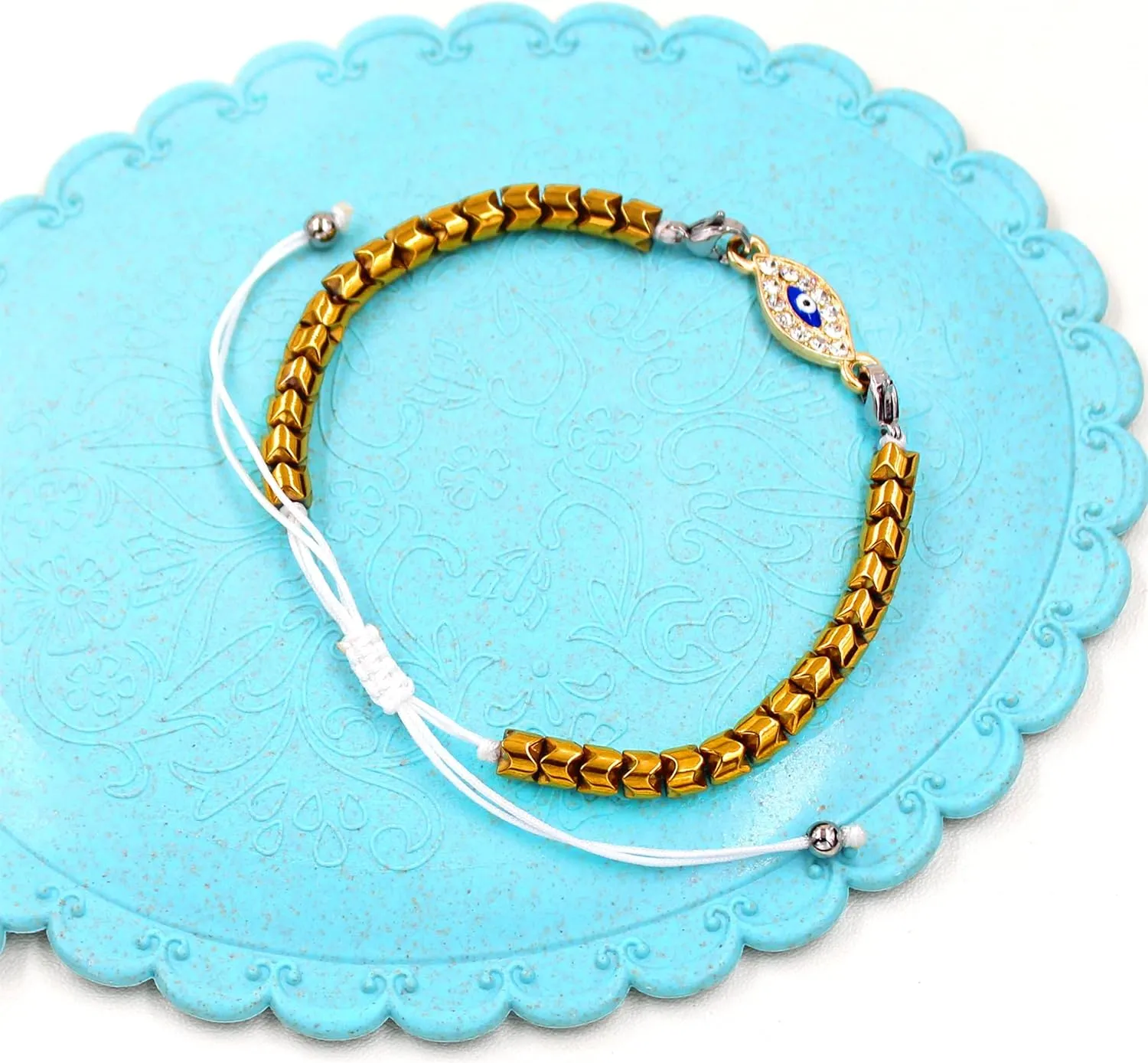Uloveido Detachable 20 PCS Evil Eye Hamsa Hand Bracelets Pack For Women Girls Boys Mexican Braclets Set Protection Amulet Anklets