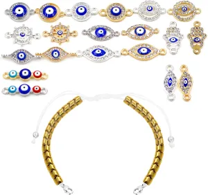 Uloveido Detachable 20 PCS Evil Eye Hamsa Hand Bracelets Pack For Women Girls Boys Mexican Braclets Set Protection Amulet Anklets