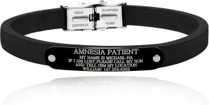 Uloveido Free Engrave Amnesia Patient Emergency Medical Leather Bracelets for Men Women Alert ID Bracelets for Adults Titanium Steel Medical Alert Bracelets for Women Y1484