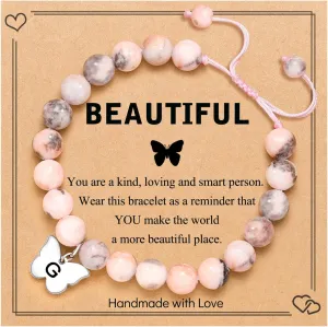 UNGENT THEM Butterfly Initial Charm Bracelets, Birthday Valentine's day Christmas Gifts for Women Girls