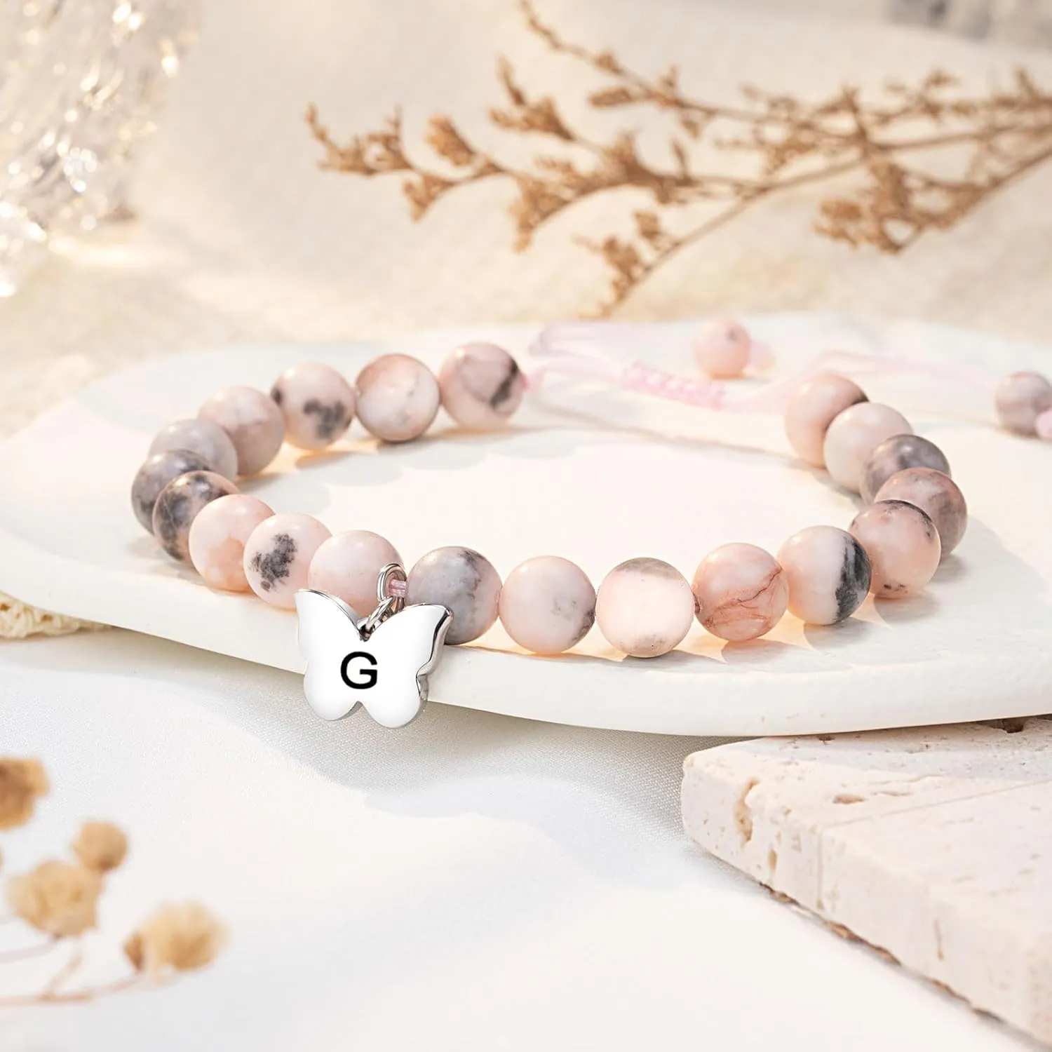 UNGENT THEM Butterfly Initial Charm Bracelets, Birthday Valentine's day Christmas Gifts for Women Girls