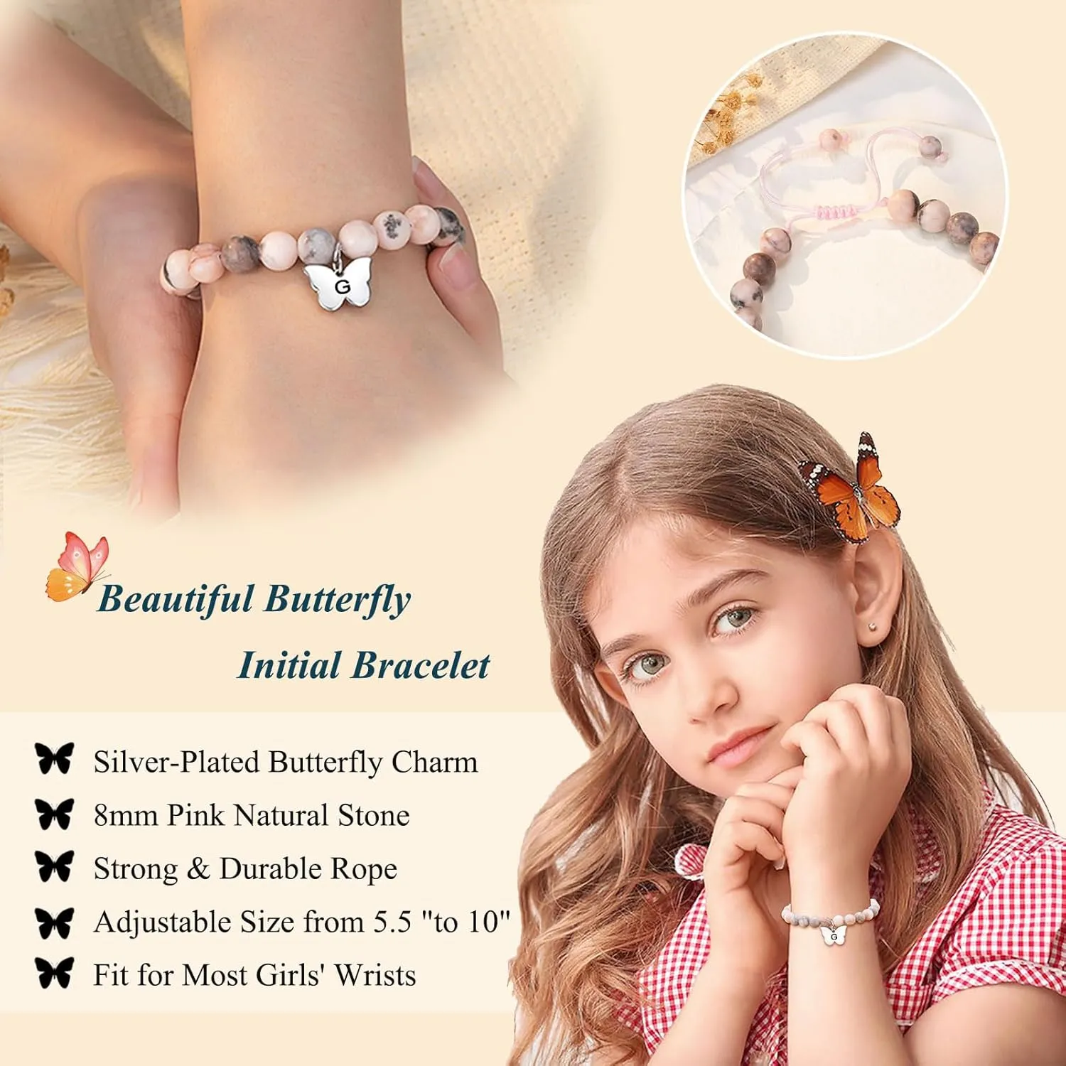 UNGENT THEM Butterfly Initial Charm Bracelets, Birthday Valentine's day Christmas Gifts for Women Girls