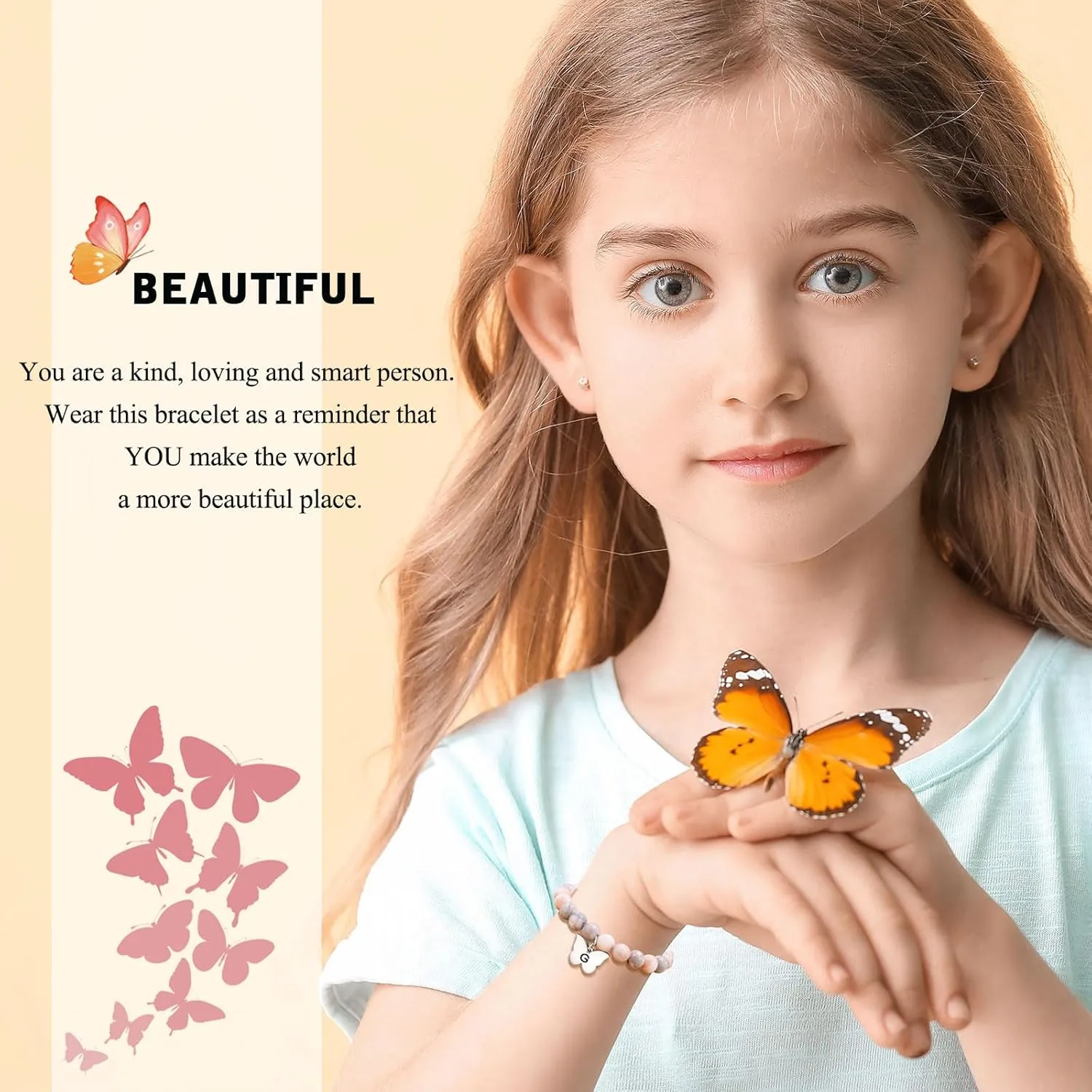 UNGENT THEM Butterfly Initial Charm Bracelets, Birthday Valentine's day Christmas Gifts for Women Girls