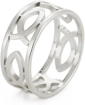 UNIFT Jesus Fish Rings For Men Women Stainless Steel Skeleton Style Christian Symbol Jesus Fish Rings Faith Jewelry