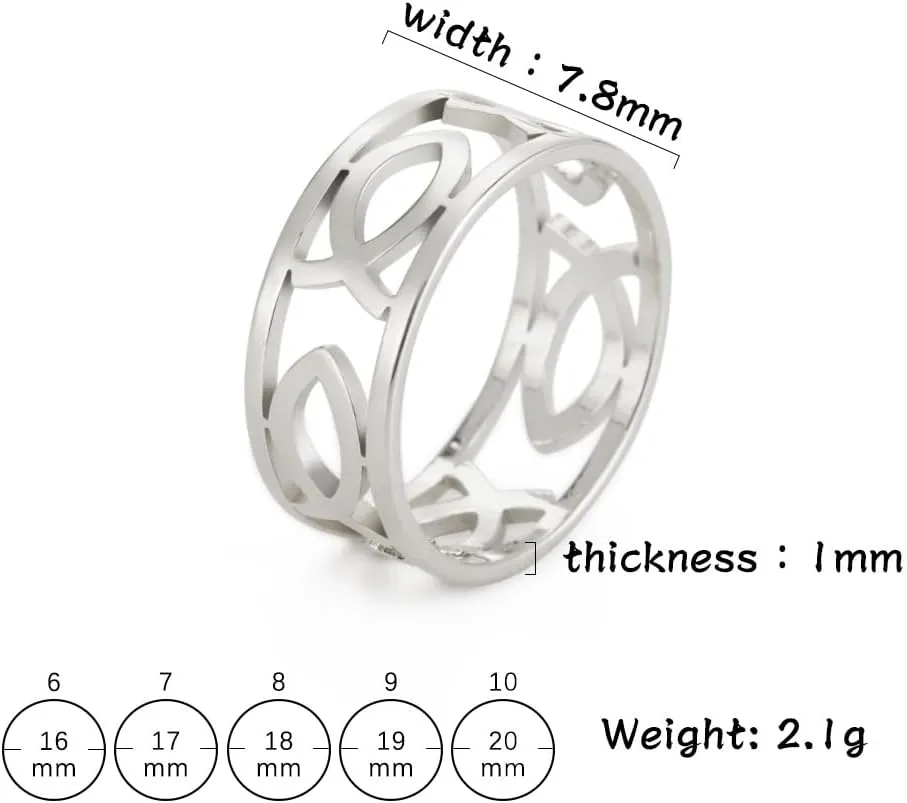 UNIFT Jesus Fish Rings For Men Women Stainless Steel Skeleton Style Christian Symbol Jesus Fish Rings Faith Jewelry
