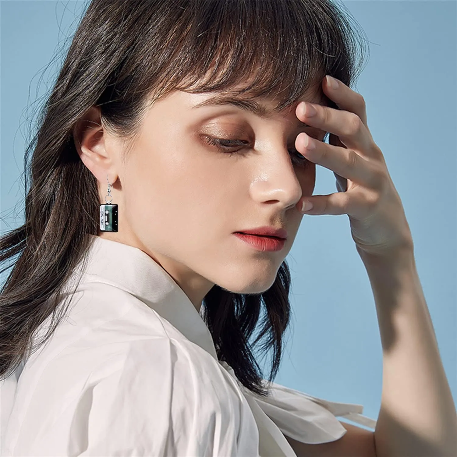 Unique Funny Cute Colorful Cassette Tape Dangle Drop Earrings 80s 90s Retro Black Music Tape Cassette Earrings for Women Statement Jewelry Gifts