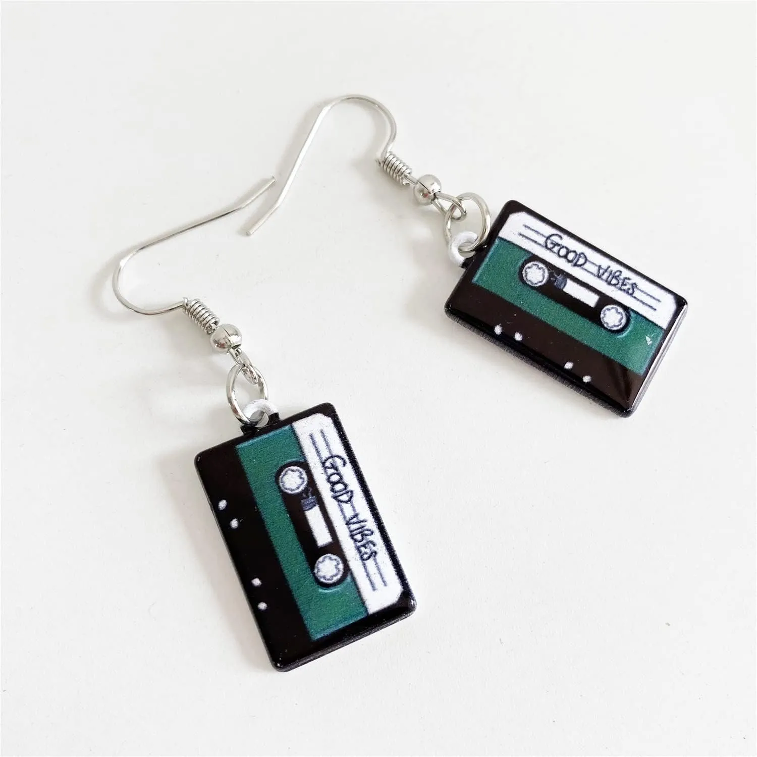 Unique Funny Cute Colorful Cassette Tape Dangle Drop Earrings 80s 90s Retro Black Music Tape Cassette Earrings for Women Statement Jewelry Gifts