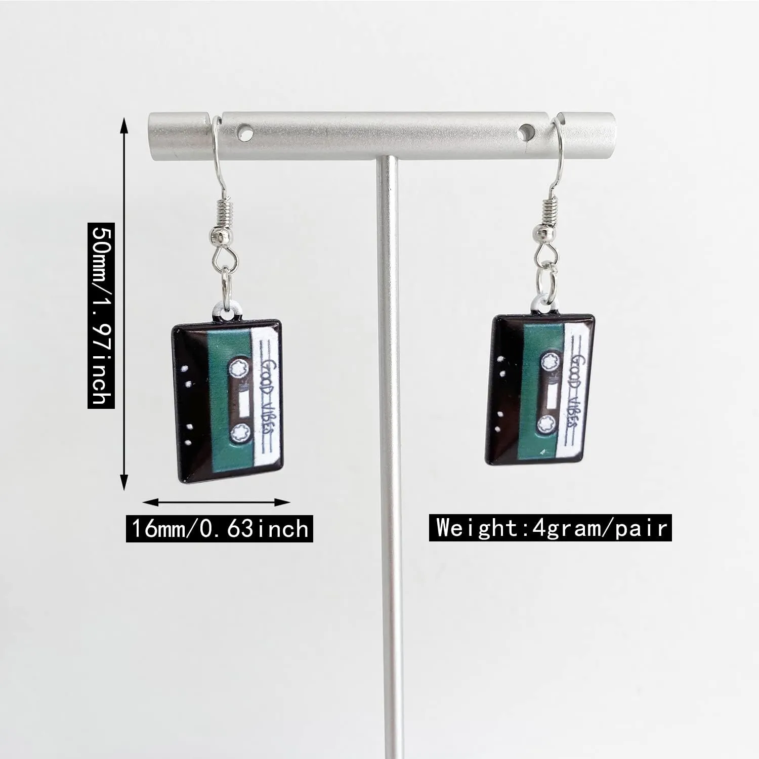 Unique Funny Cute Colorful Cassette Tape Dangle Drop Earrings 80s 90s Retro Black Music Tape Cassette Earrings for Women Statement Jewelry Gifts
