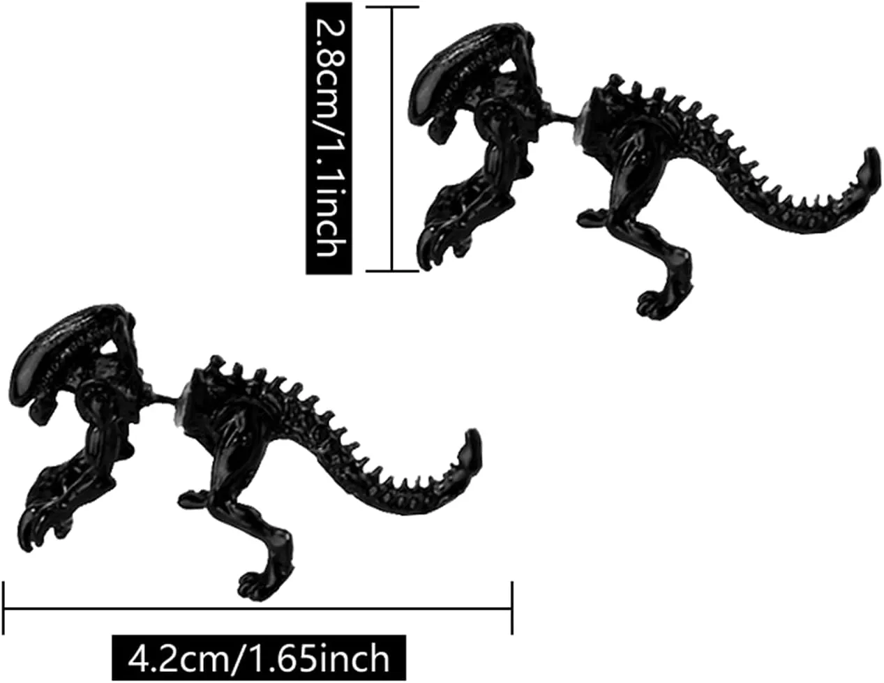 Unique Funny Punk Alien Shape T-Rex Dinosaur Skull Stud Earring for Women Vintage 3D Dino Animal Skeleton Threader Earring Halloween Christmas Jewelry
