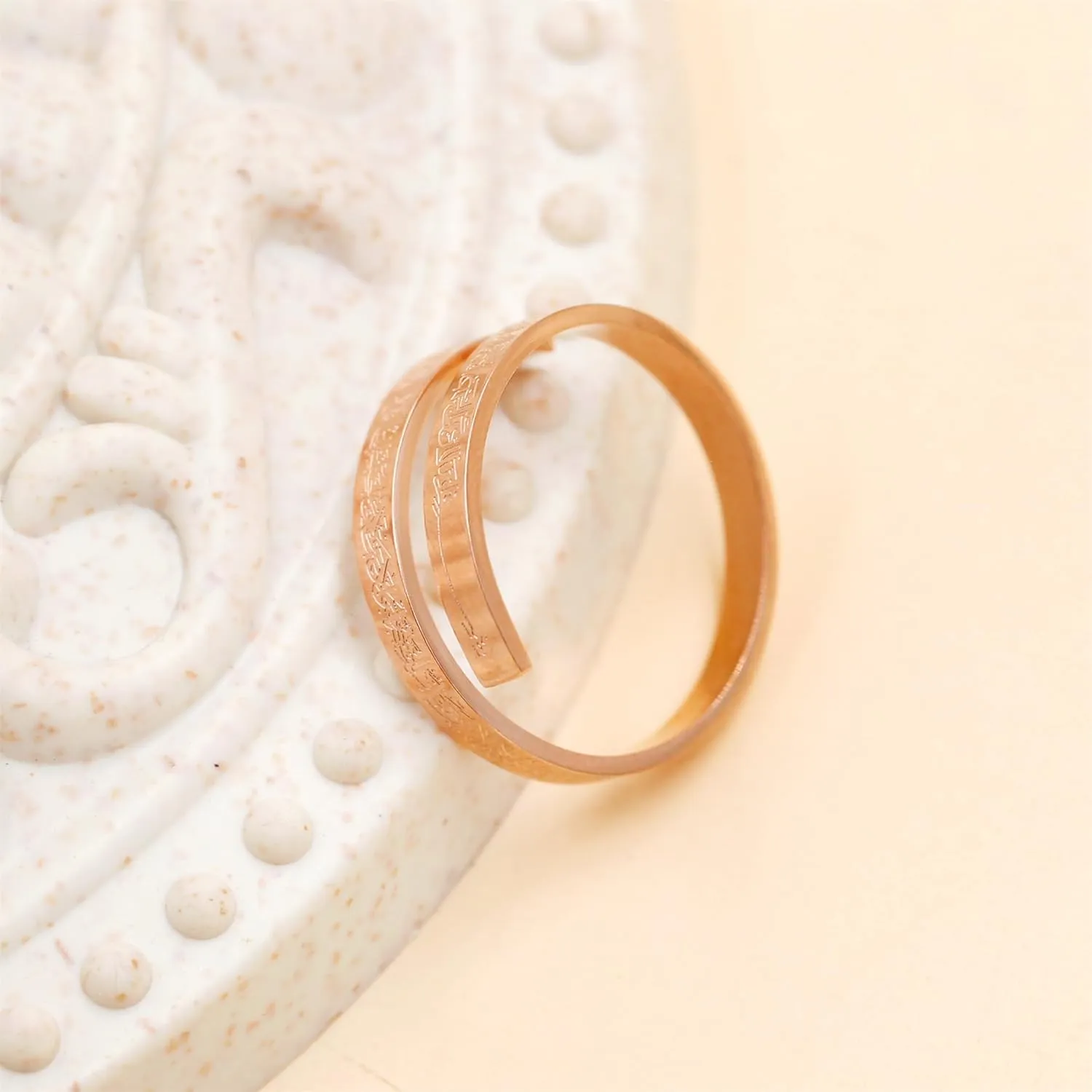 Unique Islamic Theme Jewelry - Carving Arabic Scripture Ring, Religious Adjustable Stainless Steel Open Ring for Men Women, Gifts for Birthday Valentine's Day YA4978