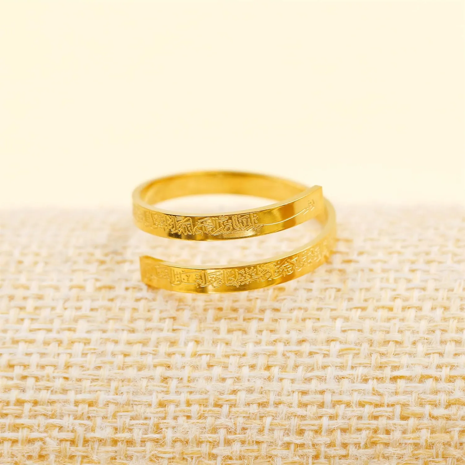 Unique Islamic Theme Jewelry - Carving Arabic Scripture Ring, Religious Adjustable Stainless Steel Open Ring for Men Women, Gifts for Birthday Valentine's Day YA4978