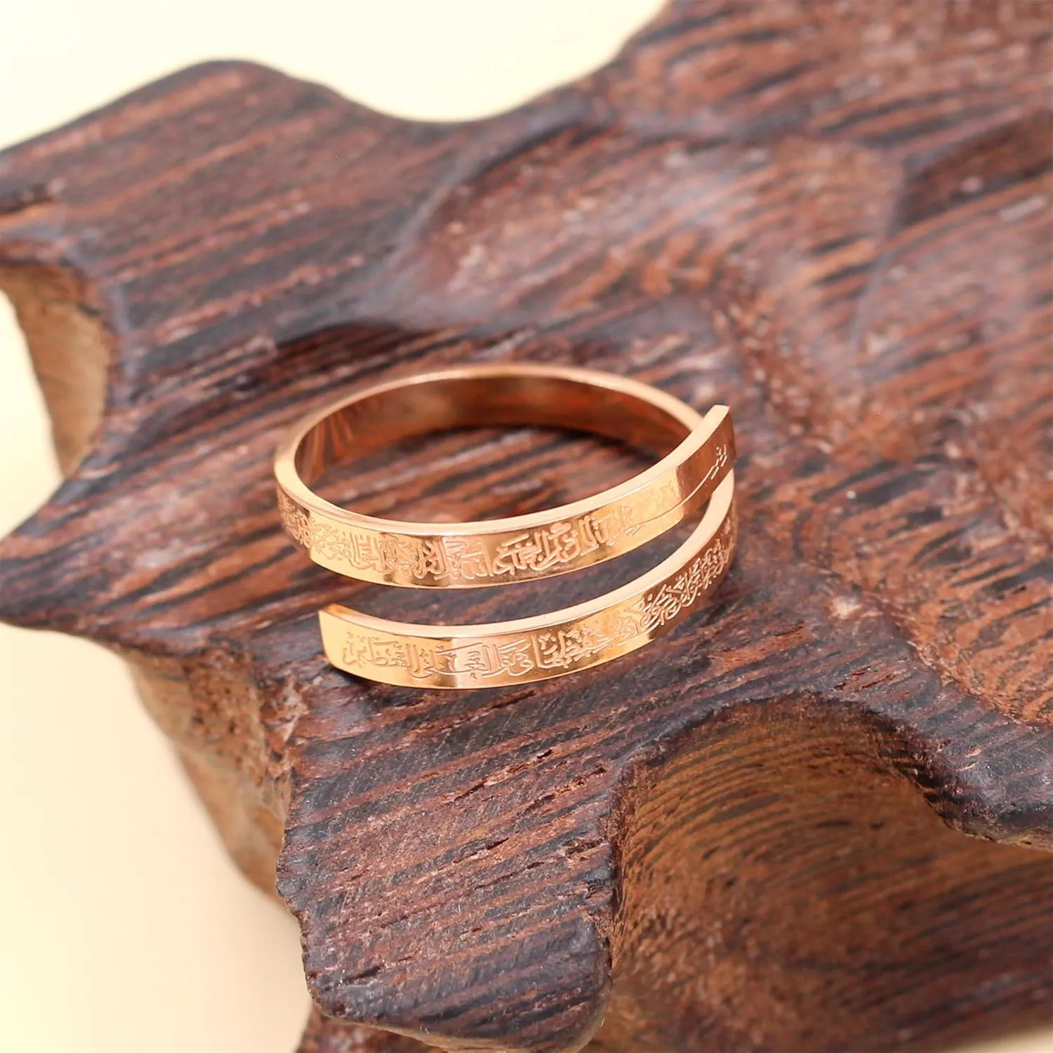 Unique Islamic Theme Jewelry - Carving Arabic Scripture Ring, Religious Adjustable Stainless Steel Open Ring for Men Women, Gifts for Birthday Valentine's Day YA4978